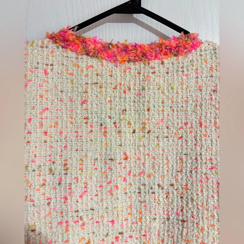 NWT Zara Tweed Confetti Colourful Open Blazer Mock Pockets Size Small - Picture 7 of 12